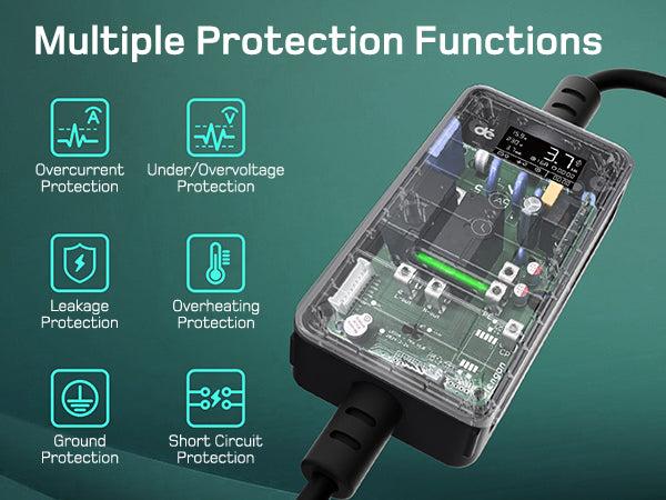 Dé EV Oplader 3.7kW | Schuko | Type 2 | Draagbaar | Instelbaar 6A-16A | 7-25m kabel