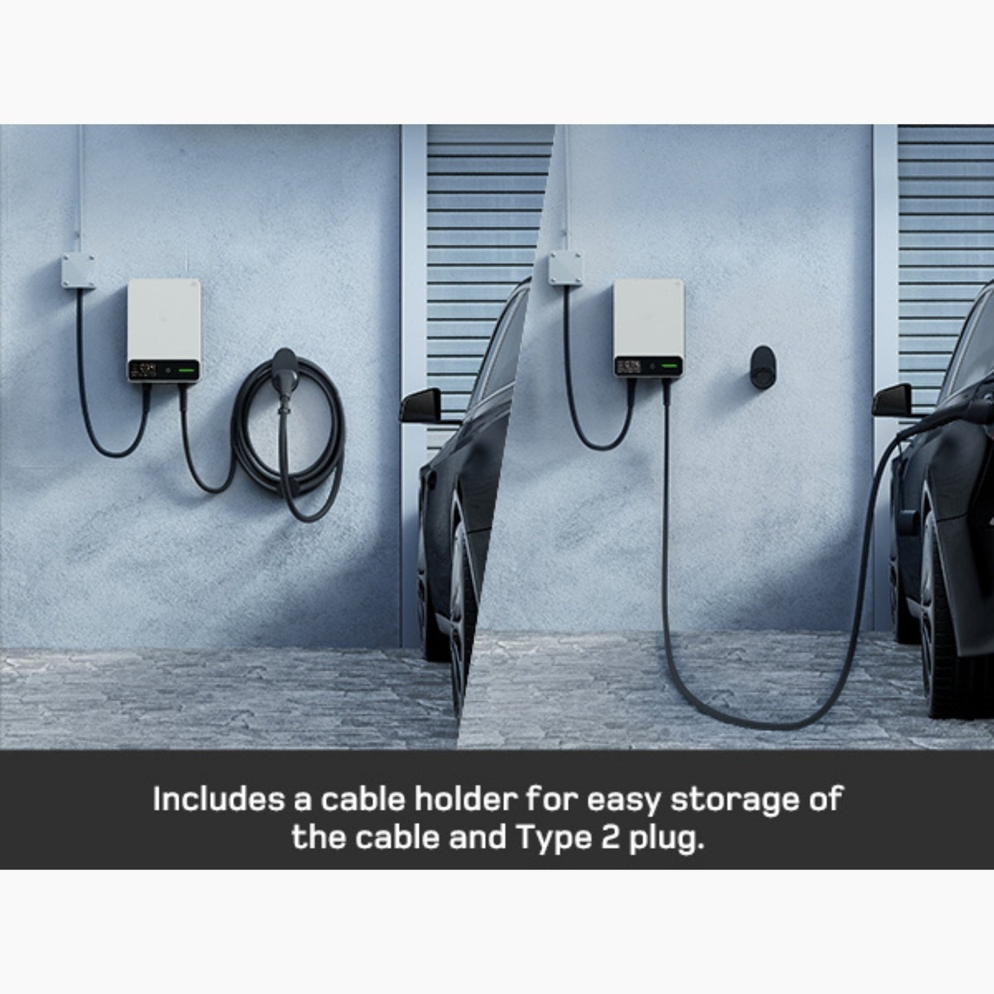 Wallbox Home 7,4 kW – Slimme EV Lader met App & RFID | Type 2 | Zwart/Wit - BlackCharge 5 meter / Zwart